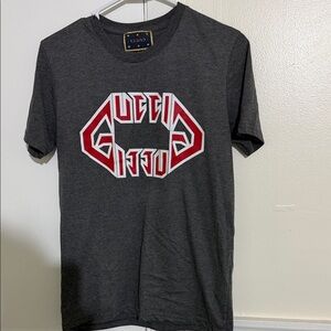 Gucci Dark Gray Tee with Red Graphic